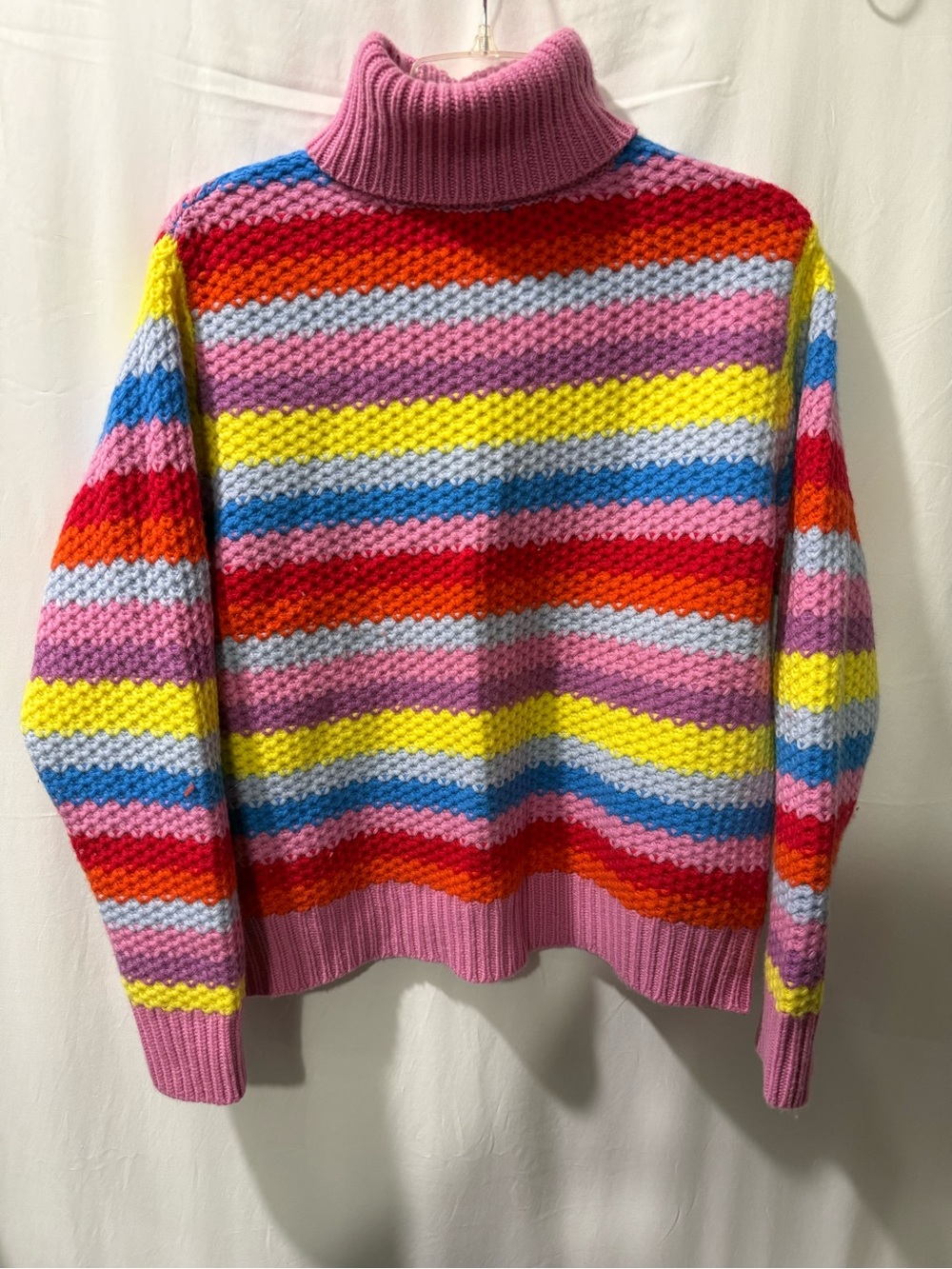 Anthropologie Multicolor Striped Turtleneck Sweater - Pink, Yellow, Blue, Red